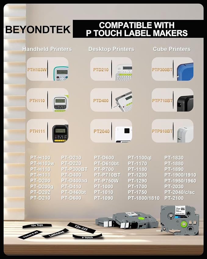 Tze-335 TZe335 Black Label Maker Tape Compatible - Image 4