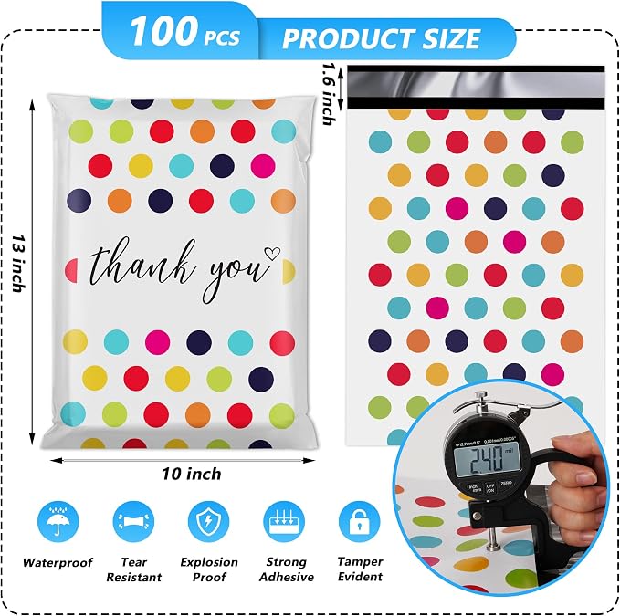 Thank You Poly Mailer 10x13 Inch 100 Pcs, Waterproof and Tear-Resistant - Image 2