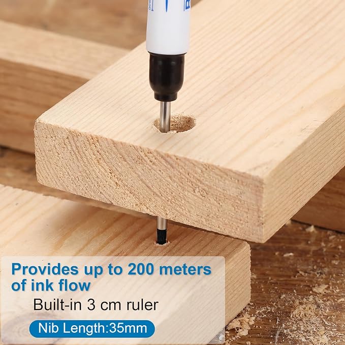 Thboxes 10 Pack Long Nib Marker, 35mm Long Head Deep Hole Markers Waterproof - Image 5