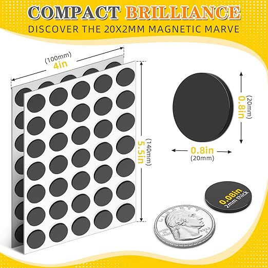 105 Pcs Round Magnets with Adhesive Backing, Flexible Self Adhesive Magnets for Crafts, Small Sticky Magnetic Dots for Hanging & Organizing Light Objects, Magnets for Whiteboard, Fridge, DIY-DeskLoop Office