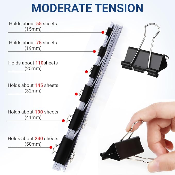 360 PCS Binder Clips Small – Mini Black Metal Paper Clamps, 0.6in/15mm Binder - Image 5