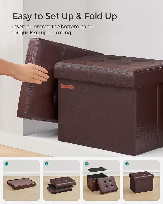 SONGMICS Small Folding Storage Ottoman, Foot Rest Stool, Cube Footrest - Image 6
