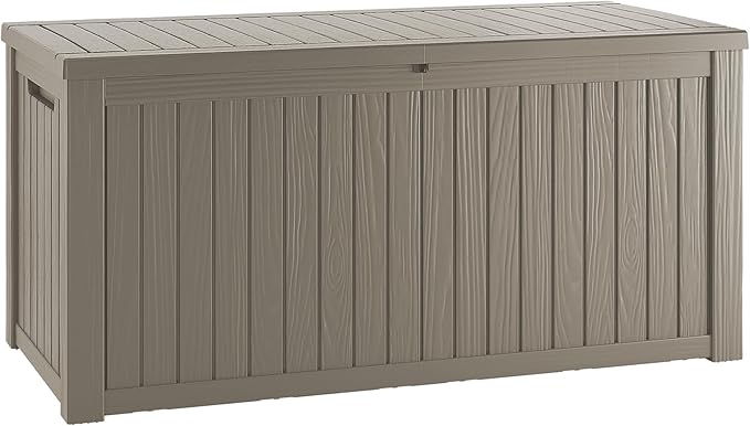 200 Gallon Lockable Resin Deck Box, Waterproof & UV-Resistant Outdoor Storage Box for Outdoor Cushion Storage, Garden Tools & Pool Accessories Storage, Gray-DeskLoop Office