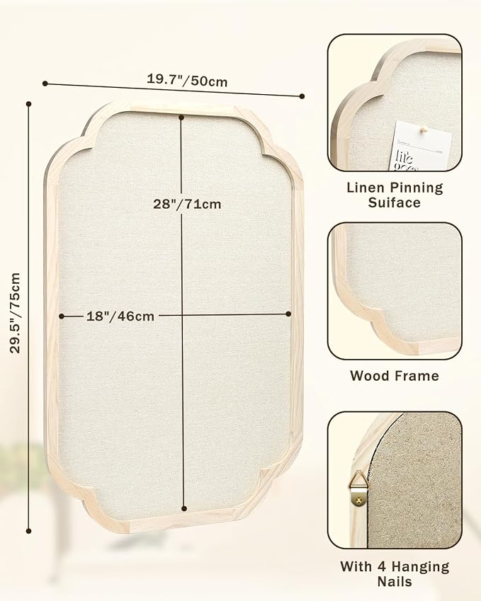 Modern Scalloped Pinboard, Natural Wood, Decorative Pin Board - Image 2
