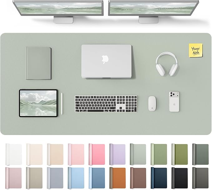 YSAGi Leather Desk Pad Protector, Office Desk Mat, Large Mouse Pad, Non-Slip PU by YSAGi