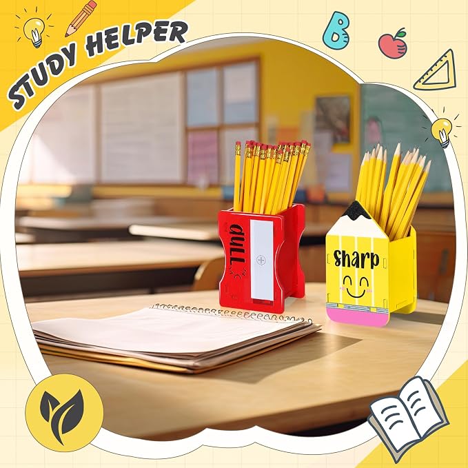 DoubleFill 2 Pcs Pencil Shaped Holder Sharp Dull Holder Wooden Dispenser Pencil - Image 5