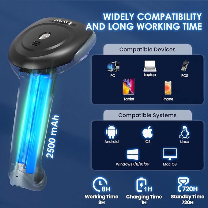 Eyoyo 2D 1D Wireless Barcode Scanner - Image 8
