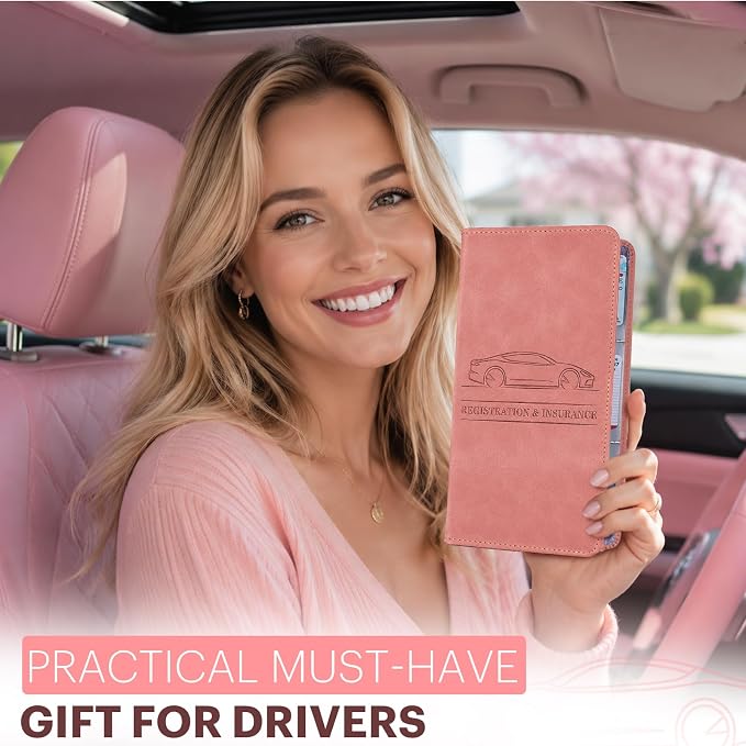Car Registration and Insurance Card Holder, Magnetic Closure Leather Vehicle - Image 7