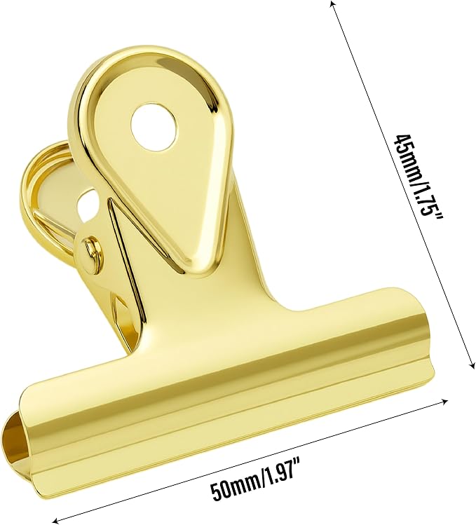 2PCS Bulldog Clip Gold Clips for Paper – Retro Metal Binder Chip T Clamp - Image 5