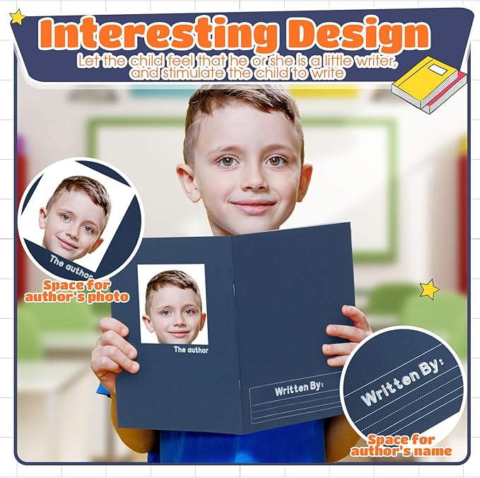 Henoyso 12 Pcs 120 Pages Primary Composition Notebooks K-2 9 3/4 x 7 1/2 Inch Journals Primary Journals Blank Books for Kids to Write Stories Kindergarten (Dark Color)-DeskLoop Office