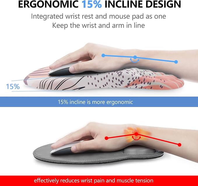 Mouse Pad Wrist Support, 2 in1 Keyboard Wrist Rest+ Ergonomic Mouse Pad - Image 2