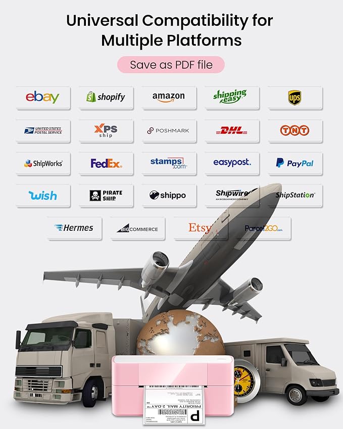 Itari Thermal Shipping Label Printer, 245BT Thermal Label Printer 4x6, Bluetooth Address Label Printers for Business, Support iOS, Android, Windows, Amazon, Shopify, USPS-DeskLoop Office