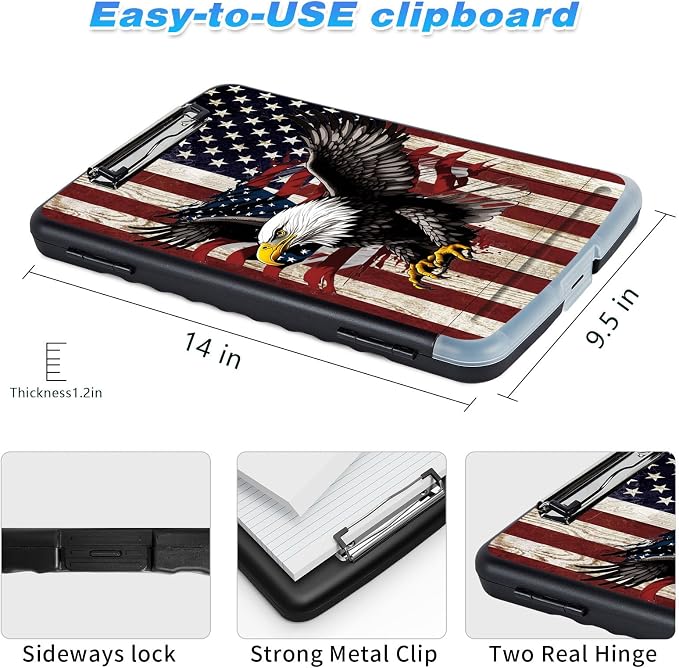 Clipboard with Storage, 9.5x14 High Capacity America Falg Eagle Storage - Image 3