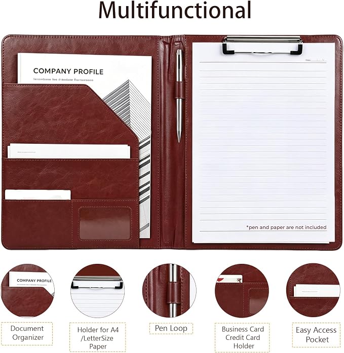 Padfolio Portfolio Binder, Faux Leather Folder, Resume Interview Legal Document - Image 3