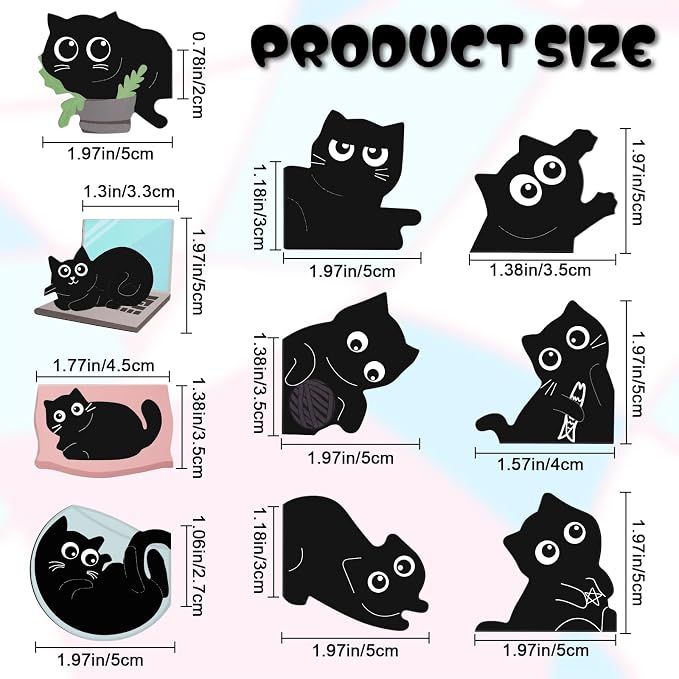 Black Cat Bookmarks, Tumwisk 10PCS Magnetic Bookmarks, Cute Bookmark Magnet - Image 2