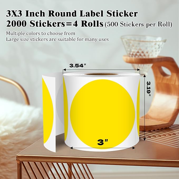 3 Inch Round Colored Dot Stickers, 4 Rolls in Dispenser Box - Image 2