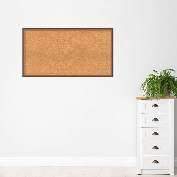 Amanti Art Natural Cork Board for Wall, 28x52 Vision Board with Bronze Frame, Oversize Corkboard Office Decor for Home Organization, Modern Corkboard Pinboard to Display Items for Home Organization-DeskLoop Office
