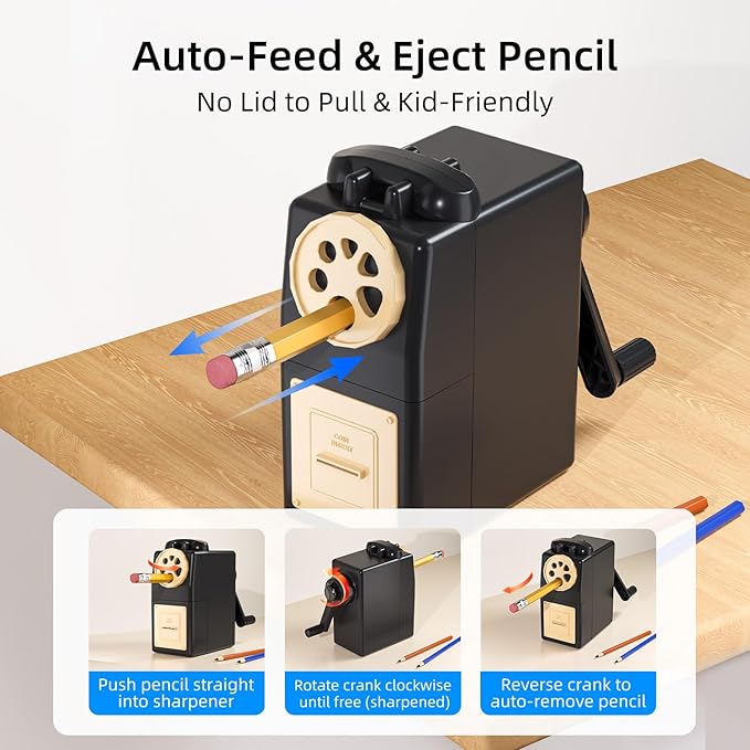 ZMOL Heavy Duty Manual Hand Crank Pencil Sharpener, No Mounting Required - Image 6