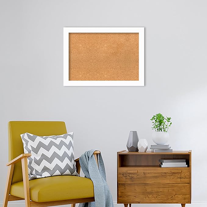Amanti Art Natural Cork Board for Wall, 21x29 Vision Board with White Frame, Medium Corkboard Office Decor for Home Organization, Casual Corkboard Pinboard to Display Items for Home Organization in-DeskLoop Office