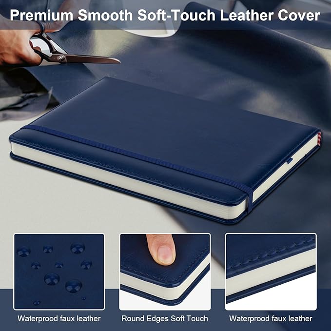 ZCZN 6 Pack Lined Journal Notebooks, 192 Pages A5 Hardcover Leather Journals for Work,Writing,School & Travel, College Ruled Journaling Notebooks for Notes Taking,Diary Notepad (Blue*6)-DeskLoop Office