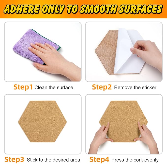 TUPARKA 6 Pack Cork Board Hexagon Bulletin Boards Cork Tiles 8.2"x7" - Image 4