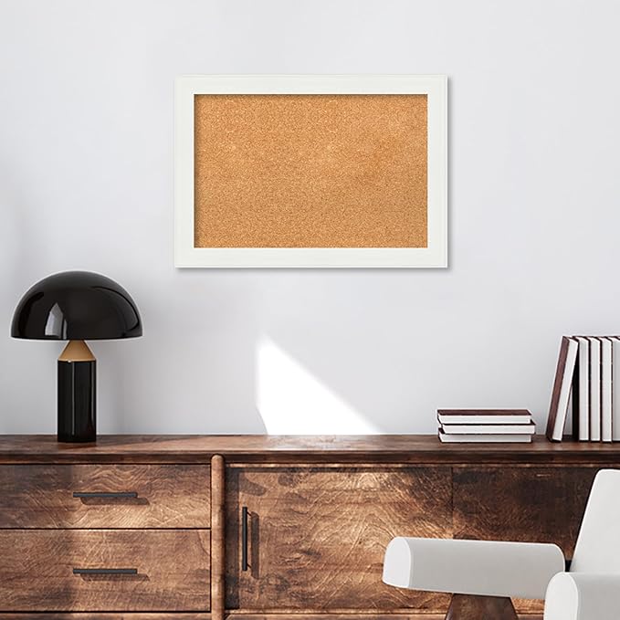 Amanti Art Natural Cork Board for Wall, 19x27 Vision Board with White Frame, Medium Corkboard Office Decor for Home Organization, Casual Corkboard Pinboard to Display Items for Home Organization in-DeskLoop Office