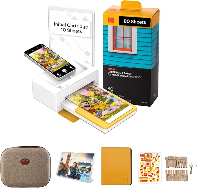 KODAK Dock Plus 4Pass Instant Photo Printer (4x6 inches) + 90 Sheets Gift Bundle-DeskLoop Office