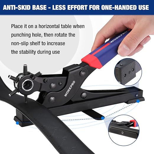 WORKPRO Leather Hole Punch Set, Desktop Rotary Belt Hole Puncher | Heavy Duty - Image 6