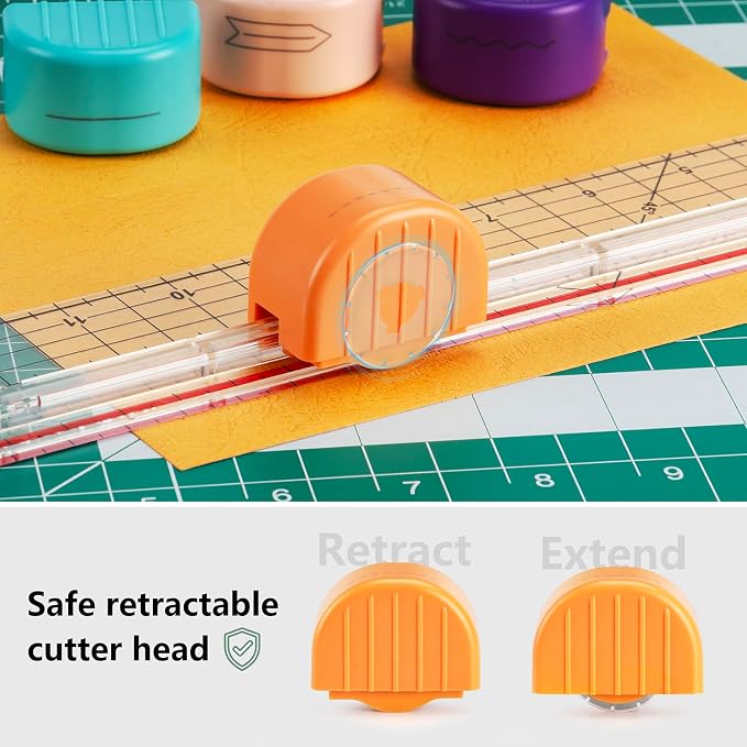 Rotary Paper Cutter Set, 4 Interchangeable 28mm Blades, 14x2" Acrylic Quilting - Image 5