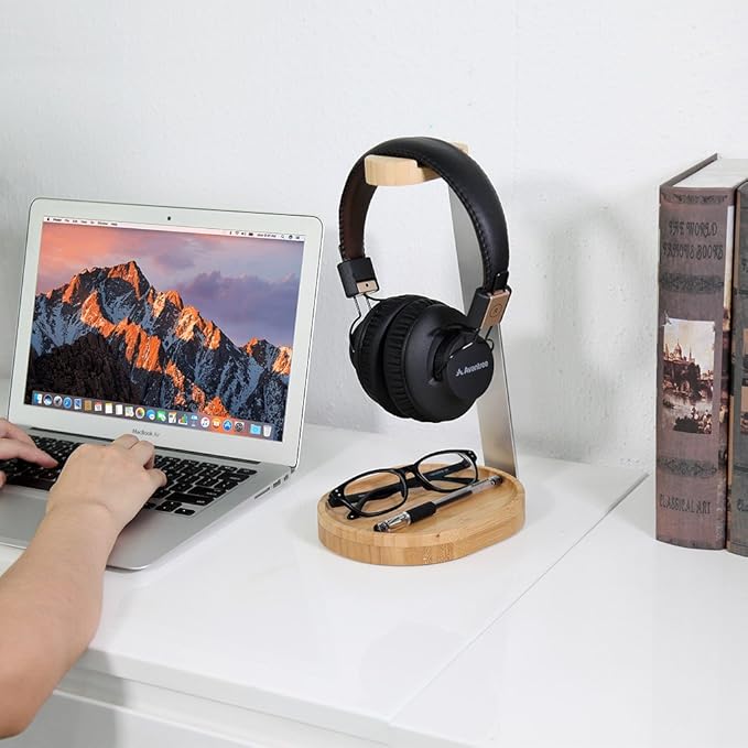 Avantree TR902 - Universal Wooden & Aluminum Headphone Stand Hanger - Image 3