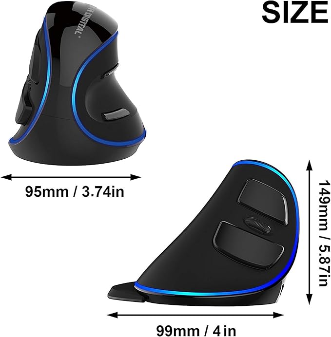 J-Tech Digital Wired Ergonomic Vertical USB Mouse with Adjustable Sensitivity (600/1000/1600 DPI), Scroll Endurance, Removable Palm Rest & Thumb Buttons [V628]-DeskLoop Office