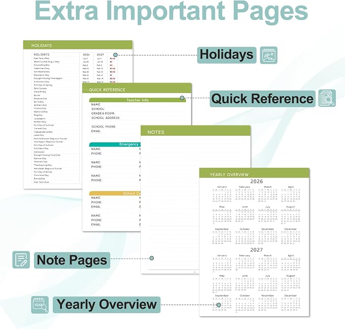 Teacher Planner 2026-2027, 7 Period Lesson Plan Book, 8.5" x 11" | July - Image 6