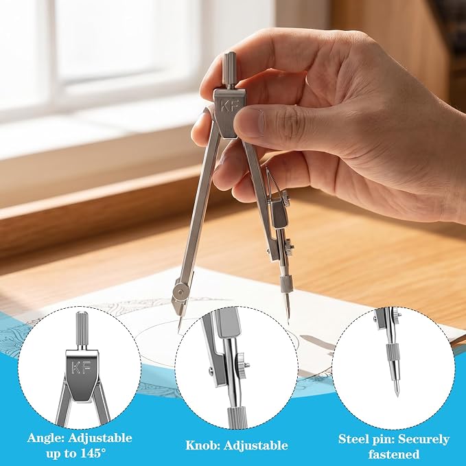 Protractor and Compass Set Plastic 12in Ruler Measuring Tool - Image 3