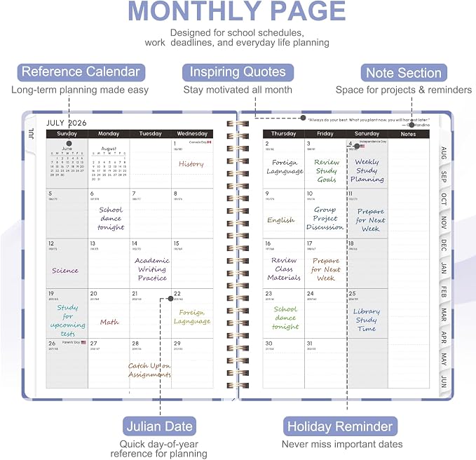 Planner 2026-2027, Weekly and Monthly Academic Year Calendar Planner, July 2026 - Image 3