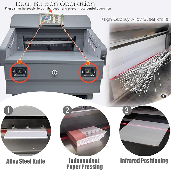 INTSUPERMAI Electric Paper Cutter Heavy Duty Paper Trimmers Guillotine with 40-460mm 1.57-18.11inch Cutting Size Digital Numerical Control Commercial Paper Stack Cutter Trimmer for Paper Cutting 110V-DeskLoop Office