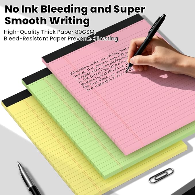 3pcs Legal Pads 8.5 x 11, Notepads 8.5 x 11 Inch, 30 Sheets/Pack, Colored Note - Image 5