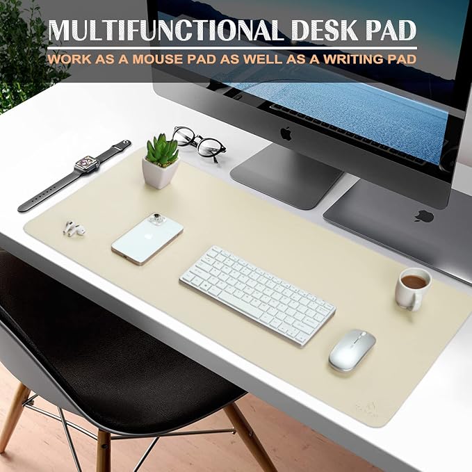 K KNODEL Small Office Leather Desk Mat, Mouse and Keyboard Pad, Computer and - Image 2