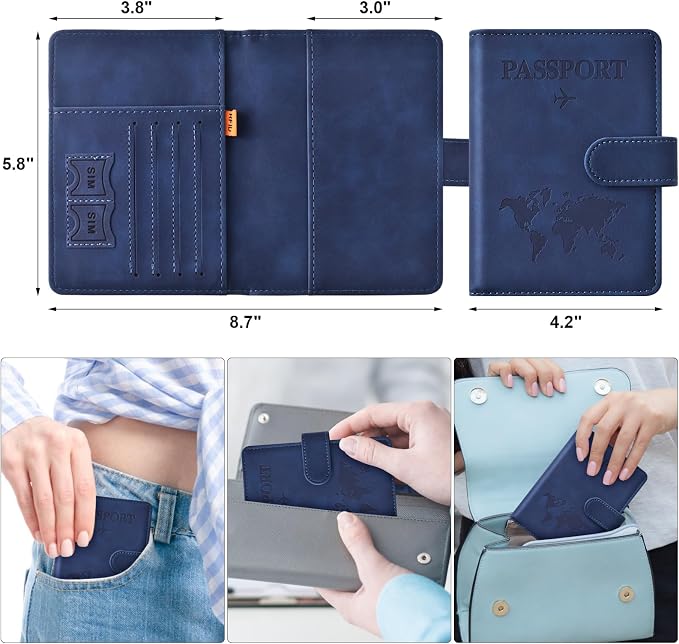 Eoehro Passport Holder for Travel Essentials, Passport Wallet Cover Case for - Image 2