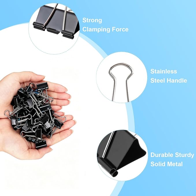 260Pcs Mini Binder Clips Black, 0.59 in/15mm Small Binder Paper Clips Office - Image 6
