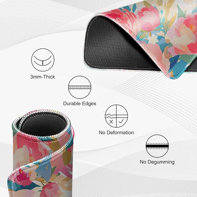 JIKIOU 3 Pack Mouse Pad with Stitched Edge, Portable Size-10.2x8.3in Peony | - Image 3