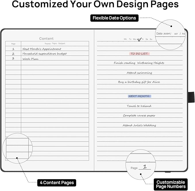 8 Pack Black Lined Journal Notebooks for Work, Travel, College, (A5 Size 100 GSM Thick Paper) - Classic Ruled, Hardcover Notepad for Writing 160 Pages, 5.5 x 8.3 inch, Multipack Journals-DeskLoop Office