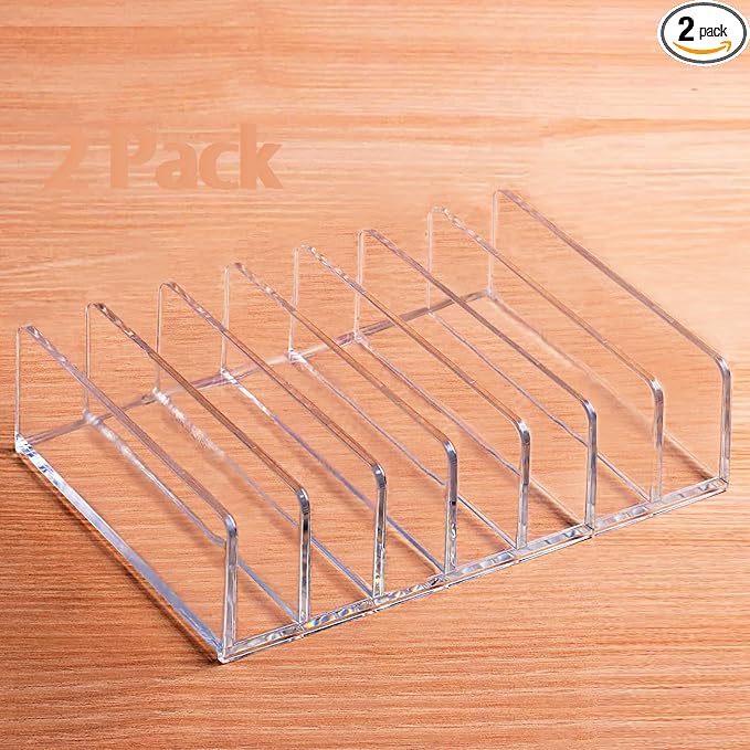Acrylic Mail Holder 2 Pack, 7 Slots Clear Desk Organizer by Halyuhn