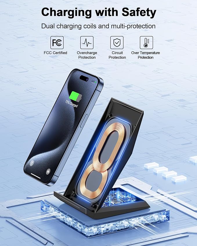 Fast Wireless Charger, NANAMI Wireless Charging Stand Compatible iPhone 17/17 - Image 2