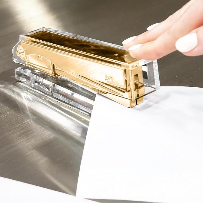 OfficeGoods Acrylic Stapler – Aesthetic & Durable Gold Desk Staple - Image 8