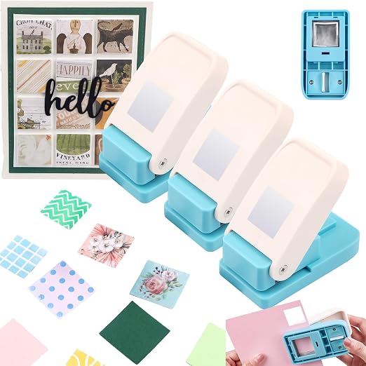 BAOFALI 3 Pcs Square Hole Punch | 1 inch Square Punches | Portable Lever Action by BAOFALI