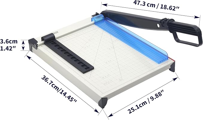 Inch Scale Cutting Plate 12" Paper Cutter – Solid Metal Base, Sharp Blade - Image 2