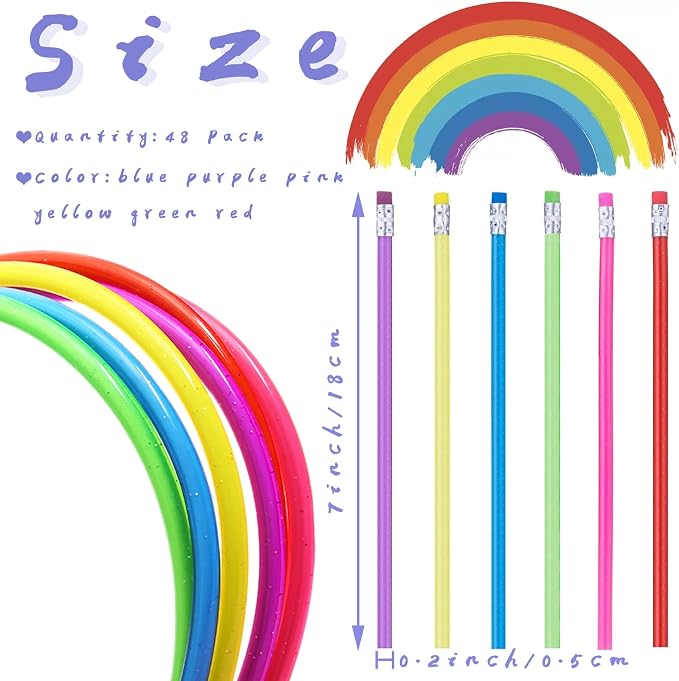 48 PCS Flexible Soft Pencils, Colorful Bendy Magic Bendable - Image 2