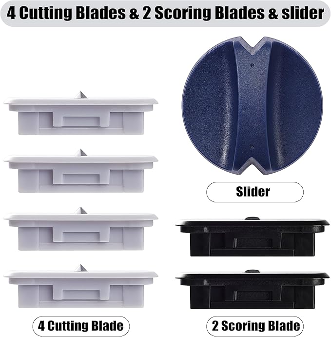 6-Pack Trimmer Replacement Blades for Fiskars Paper Trimmer, Replacement Blade for All Series of Fiskars/Portable&Precision Trimmer,Arts and Crafts,4 Cutting&2 Scoring Blades,a Slider,Blue-DeskLoop Office