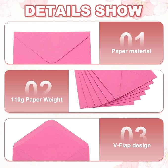 PATIKIL 7x5 Inch Invitation Envelopes, Rose Red - Image 4