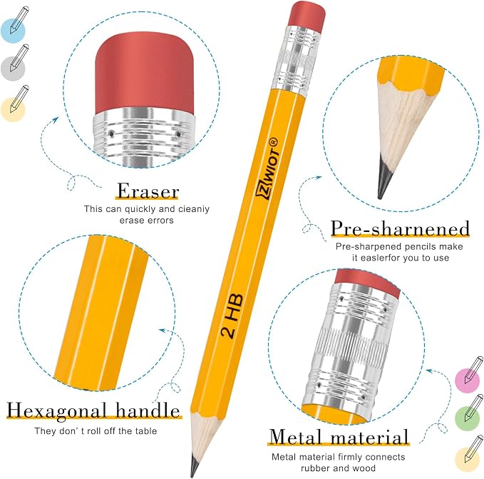ZWlOT Golf Pencils with Eraser, #2 HB Half, Pre-Sharpened, 120/200/320 Count - Image 3